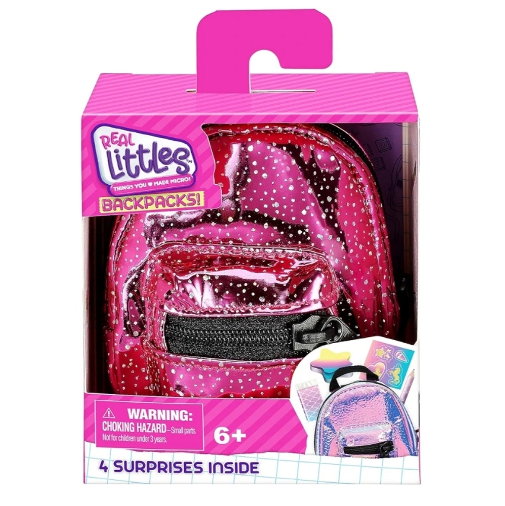 Real Littles Micro Backpack With 4 Micro Working Suprises Inside Metallic Pink
